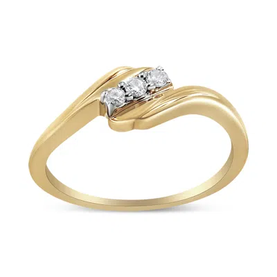 Haus Of Brilliance 10k Yellow Gold Over .925 Sterling Silver 1/10 Cttw Diamond Three-stone Bypass Fashion Cocktail Ring
