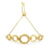 Haus Of Brilliance 10k Yellow Gold Over .925 Sterling Silver Diamond Accented Graduated Infinity Open Circle 6"-9" Adju In Yellow