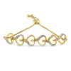 Haus Of Brilliance 10k Yellow Gold Over .925 Sterling Silver Diamond Accented Open Hearts 6"-9" Adjustable Chain Bolo B In Yellow