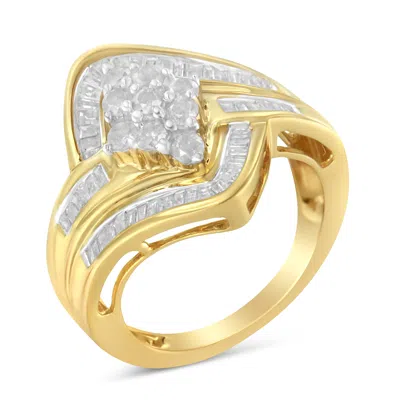 Haus Of Brilliance 10k Yellow Gold Over .925 Sterling Silver Diamond Bypass Cluster Ring