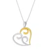 Haus Of Brilliance 10k Yellow Gold Over .925 Sterling Silver Open Heart With Swirls 18" Box Chain Pendant Necklace In Multi