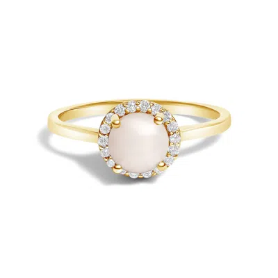 Haus Of Brilliance 10k Yellow Gold Pearl And 1/10 Cttw Diamond Halo Ring