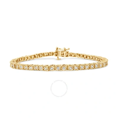 Haus Of Brilliance 10k Yellow Gold Plated .925 Sterling Silver 1.0 Cttw Miracle-set Diamond Round Faceted Bezel Tennis 