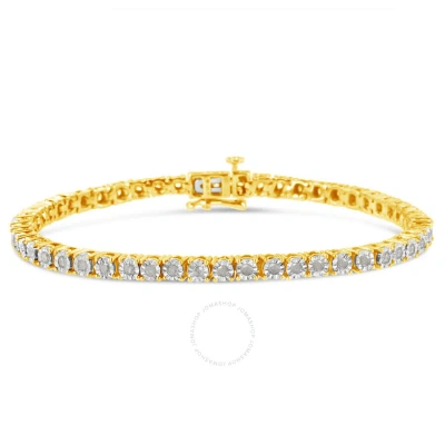 Haus Of Brilliance 10k Yellow Gold Plated .925 Sterling Silver 1.0 Cttw Miracle-set Diamond Round Faceted Bezel Tennis 