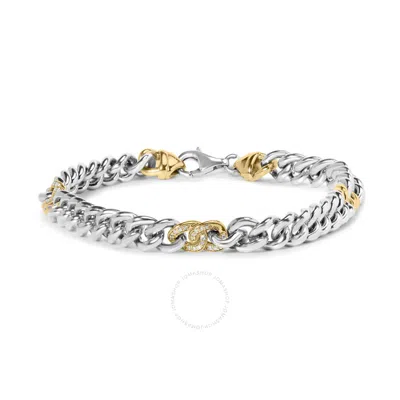 Haus Of Brilliance 10k Yellow Gold Plated .925 Sterling Silver 1/5 Cttw Diamond Curb Chain Bracelet In Two-tone