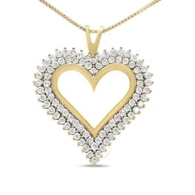 Haus Of Brilliance 10k Yellow Gold Plated .925 Sterling Silver 2.00 Cttw Diamond Heart 18" Pendant N