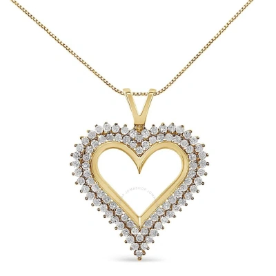 Haus Of Brilliance 10k Yellow Gold Plated .925 Sterling Silver 2.00 Cttw Diamond Heart 18" Pendant N