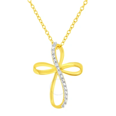 Haus Of Brilliance 10k Yellow Gold Plated .925 Sterling Silver Diamond Accent Cross Ribbon Pendant N
