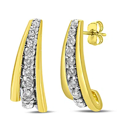 Haus Of Brilliance 10k Yellow Gold Plated .925 Sterling Silver 0.50 Cttw Round Diamond Graduated Huggie Earrings