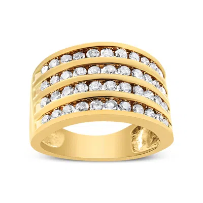 Haus Of Brilliance 10k Yellow Gold Plated .925 Sterling Silver 1 1/2 Cttw Diamond 4 Row Channel Band Ring