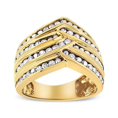 Haus Of Brilliance 10k Yellow Gold Plated .925 Sterling Silver 1 1/2 Cttw Diamond Channel Band Ring