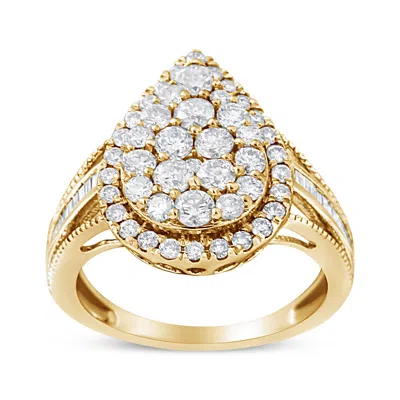 Haus Of Brilliance 10k Yellow Gold Plated .925 Sterling Silver 1 1/2 Cttw Round-cut Diamond Cocktail Ring