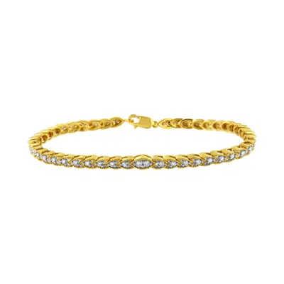 Haus Of Brilliance 10k Yellow Gold Plated .925 Sterling Silver 1 Cttw Prong-set Diamond Pear Shape Link Bracelet