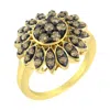 Haus Of Brilliance 10k Yellow Gold Plated .925 Sterling Silver 1 Cttw Prong Set Round-cut Diamond Floral Cocktail Ring In Yellow