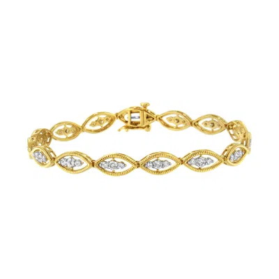 Haus Of Brilliance 10k Yellow Gold Plated .925 Sterling Silver 1 Cttw Prong Set Round-cut Diamond Link Bracelet
