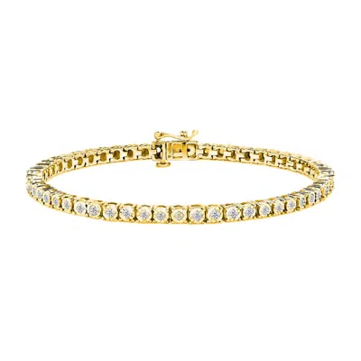 Haus Of Brilliance 10k Yellow Gold Plated .925 Sterling Silver 1.0 Cttw Miracle-set Diamond Round Faceted Bezel Tennis 