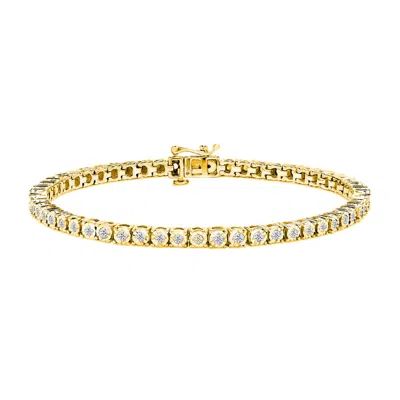 Haus Of Brilliance 10k Yellow Gold Plated .925 Sterling Silver 1.0 Cttw Miracle-set Diamond Round Faceted Bezel Tennis  In ["yellow"]
