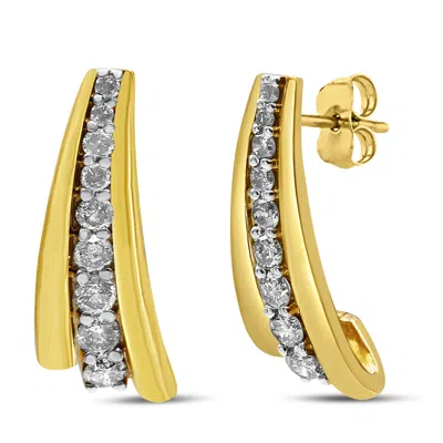 Haus Of Brilliance 10k Yellow Gold Plated .925 Sterling Silver 1.00 Cttw Round Diamond Graduated Huggie Stud Earrings