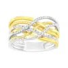 Haus Of Brilliance 10k Yellow Gold Plated .925 Sterling Silver 1/10 Cttw Diamond Multi Row Crossover Ring Band In Gold