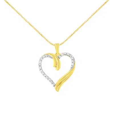 Haus Of Brilliance 10k Yellow Gold Plated .925 Sterling Silver 1/10 Cttw Diamond Open Heart 18" Pendent Necklace