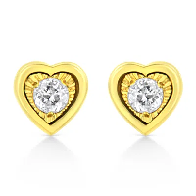 Haus Of Brilliance 10k Yellow Gold Plated .925 Sterling Silver 1/10 Cttw Miracle-set Diamond Stud Earrings In Multi