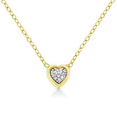 Haus Of Brilliance 10k Yellow Gold Plated .925 Sterling Silver 1/10 Cttw Miracle Set Round Diamond 18" Pendant Necklace