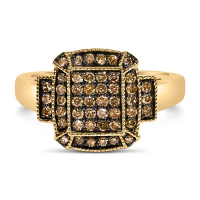 Haus Of Brilliance 10k Yellow Gold Plated .925 Sterling Silver 1/2 Cttw Champagne Diamond Step Up Ring