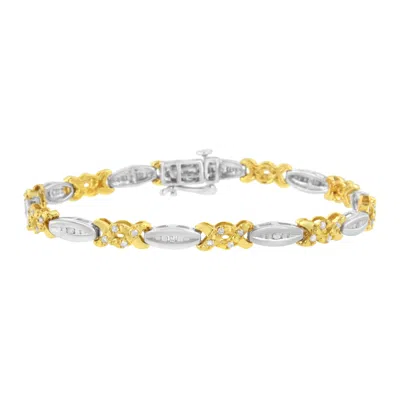 Haus Of Brilliance 10k Yellow Gold Plated .925 Sterling Silver 1/2 Cttw Channel Set Round-cut Diamond X Link Bracelet In Metallic