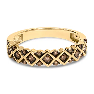 Haus Of Brilliance 10k Yellow Gold Plated .925 Sterling Silver 1/4 Cttw Champagne Diamond Geometric Band Ring