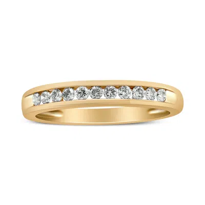 Haus Of Brilliance 10k Yellow Gold Plated .925 Sterling Silver 1/4 Cttw Channel Set Round Diamond 11 Stone Wedding Band