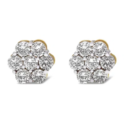 Haus Of Brilliance 10k Yellow Gold Plated .925 Sterling Silver 2.0 Cttw Diamond Floral Cluster Stud Earrings (j-k Color