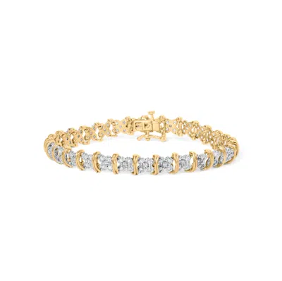 Haus Of Brilliance 10k Yellow Gold Plated .925 Sterling Silver 2.0 Cttw Round Diamond Cluster "x" Shaped Link Bracelet