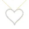 Haus Of Brilliance 10k Yellow Gold Plated .925 Sterling Silver 3.0 Cttw Round-cut Diamond Open Heart Pendant Necklace In Yellow