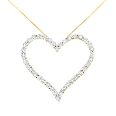 Haus Of Brilliance 10k Yellow Gold Plated .925 Sterling Silver 3.0 Cttw Round-cut Diamond Open Heart Pendant Necklace In Multi