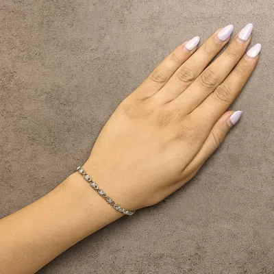 Haus Of Brilliance 10k Yellow Gold Plated .925 Sterling Silver Diamond Accent Cluster And X Link Bra In Multi