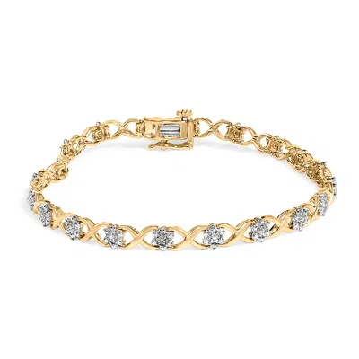 Haus Of Brilliance 10k Yellow Gold Plated .925 Sterling Silver Diamond Accent Cluster And X Link Bracelet