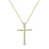 Haus Of Brilliance 10k Yellow Gold Plated .925 Sterling Silver Miracle Set Diamond Accent Cross 18" Pendant Necklace In Yellow