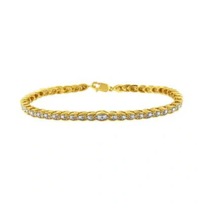 Haus Of Brilliance 10k Yellow Gold Plated .925 Sterling Silver 1 Cttw Prong-set Diamond Pear Shape Link Bracelet