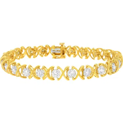 Haus Of Brilliance 10k Yellow Gold Plated Silver 2 Cttw Diamond "x O X O" Bracelet