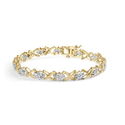 Haus Of Brilliance 10k Yellow Gold Plated Silver 2.00 Cttw Round-cut Diamond Link Bracelet