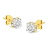 Haus Of Brilliance 10k Yellow Gold Plated Sterling Silver 1/2 Cttw Miracle Set Diamond Stud Earring In Yellow