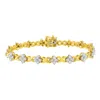Haus Of Brilliance 10k Yellow Gold Plated Sterling Silver 1/4 Cttw Diamond 4 Leaf Clover Link Tennis Bracelet In Yellow
