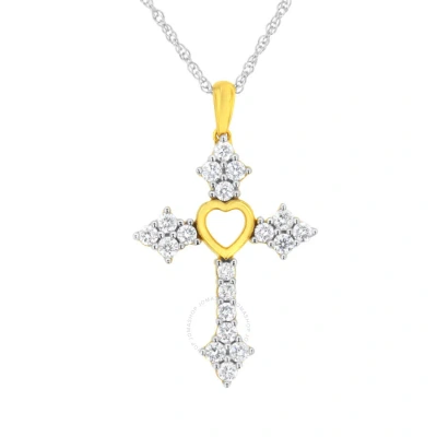 Haus Of Brilliance 10k Yellow Gold Plated Sterling Silver 3/4 Cttw Lab-grown Diamond Cross Pendant N In Two-tone