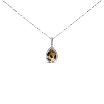 Haus Of Brilliance 10k Yellow Gold Plated Sterling Silver Mixed Color Diamond Accent Pear Halo Pendant Necklace
