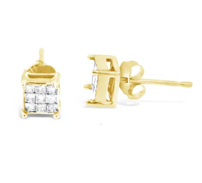 Haus Of Brilliance 10k Yellow Gold Princess-cut Composite 18-stone Diamond Earrings