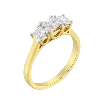 Haus Of Brilliance 10k Yellow Gold Princess-cut Diamond Three Stone Band Ring