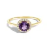Haus Of Brilliance 10k Yellow Gold Purple Amethyst And 1/10 Cttw Diamond Halo Ring In Gold