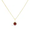 Haus Of Brilliance 10k Yellow Gold Red Garnet And 1/10 Cttw Diamond Accent Halo Pendant Necklace In Gold