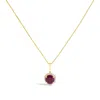 Haus Of Brilliance 10k Yellow Gold Red Ruby And 1/10 Cttw Diamond Accent Halo Pendant Necklace In Yellow