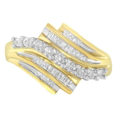 Haus Of Brilliance 10k Yellow Gold Round And Baguette Diamond-cut Ring